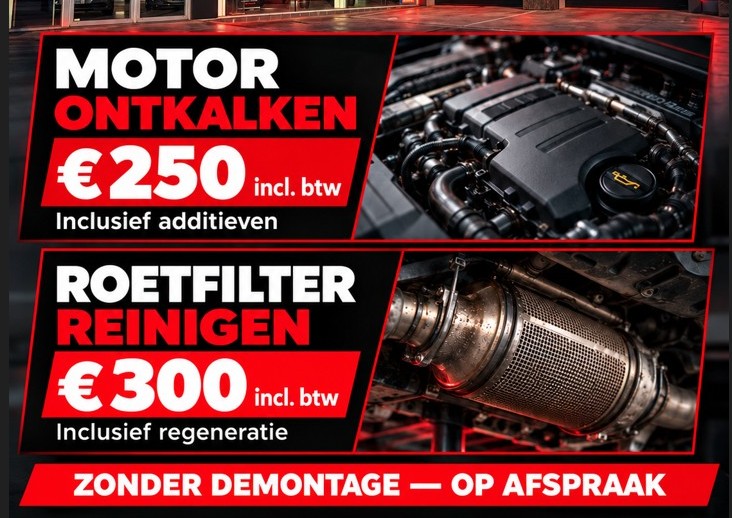 Motor ontkalken en roetfilter reinigen